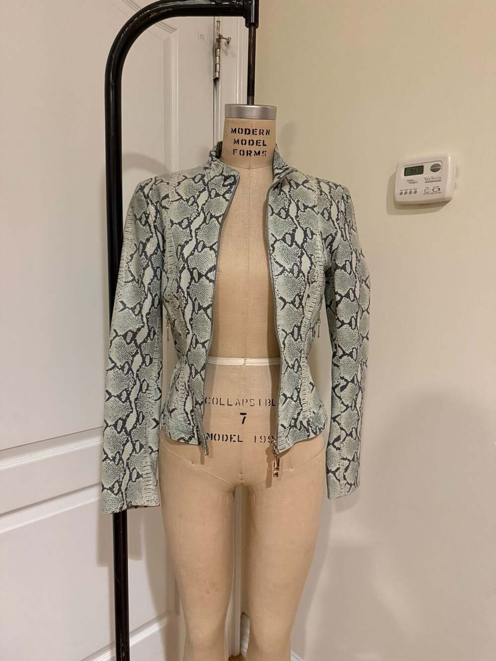 Guy Fulop Python Print Leather Jacket Y2K Aesthetic - Made in Italy